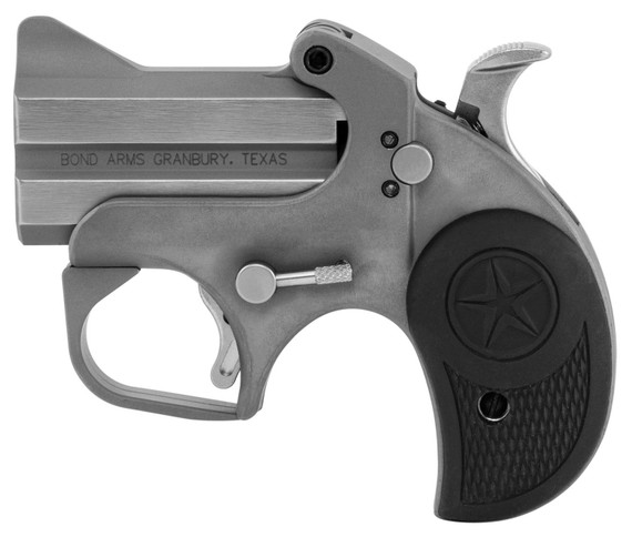 Bond Arms BARN Roughneck 9mm Luger 2rd 2.50 in Stainless Steel Double Barrel w/Bead Blasted Frame, Blade Front/Fixed Rear Sights, Rebounding Hammer, Rubber Grip, Break-Action, Handgun