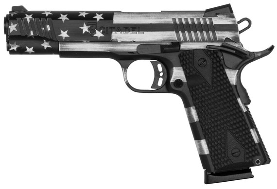 Citadel CITC45FSPUSG M1911 Flag 45 ACP 8+1, 5 in Stainless Steel Barrel, American Flag Gray Cerakote Serrated Steel Slide, Frame w/Beavertail, Features Matching Ammo Can, Pistol