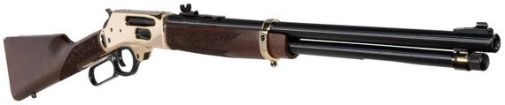 Henry H0243855 Side Gate Full Size 38-55 Win 5+1 20 in Blued Steel Barrel, Polished Brass Receiver, American Walnut Stock Right Hand, Rifle