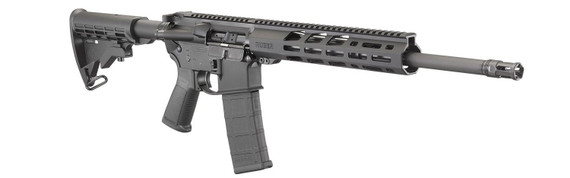 Ruger 8529 AR-556 5.56x45mm 30+1 16.10 in Threaded Heavy Barrel, Hard Coat Anodized Finish, 11 in Free-Float Handguard, Black Synthetic 6 Position Stock, Polymer Grip, Magpul PMAG, Rifle