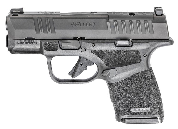 Springfield Armory HC9319BOSP Hellcat OSP Micro-Compact 9mm Luger 11+1/13+1 3 in Black Melonite Hammer Forged Barrel, Black Melonite Optic Ready/Serrated Steel Slide, Adaptive Textured Grip, Pistol