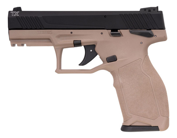 Taurus 1TX22141F TX22 22 LR 16+1 4.10 in Matte Black Steel/Threaded Barrel, Black Hard Coat Anodized Serrated Slide, FDE Polymer Frame w/Picatinny Rail, FDE Polymer Grips, Pistol