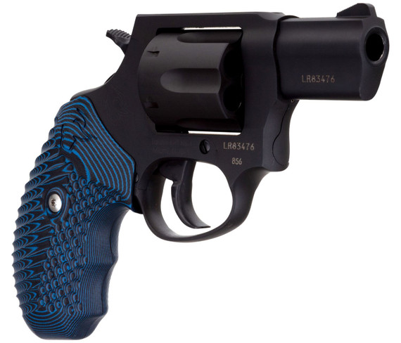 Taurus 2856021MVZ16 856 38 Special +P Caliber with 2 in Barrel, 6rd Capacity Cylinder, Overall Matte Black Finish Carbon Steel & Blue VZ Cyclone Grip , Revolver