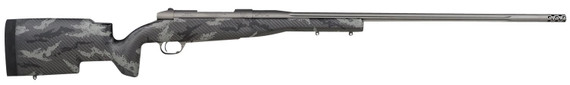 Weatherby MAP01N257WL8B Mark V Accumark Pro Full Size 257 Wthby Mag 3+1 26 in Tungsten Cerakote Fluted Threaded Barrel, Tungsten Cerakote Steel Receiver, Fixed Black w/Gray Sponge Pattern Accents Carbon Fiber Stock, Left Hand, Rifle