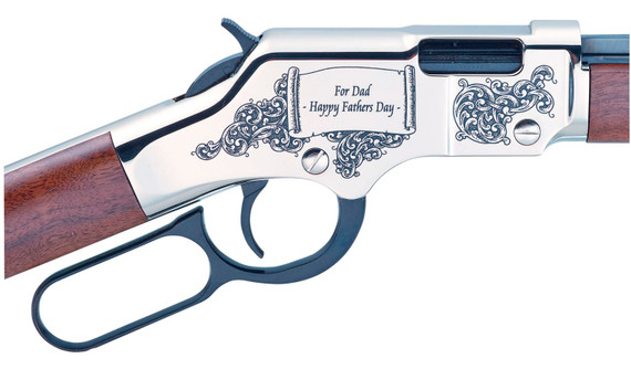 Henry H004SFD Golden Boy Fathers Day Full Size 22 Long/22 LR/22 Short, 16 LR/21 Short, 20 in Blued Octagon Barrel Nickel-Plated Steel Receiver American Walnut Right Hand, Rifle