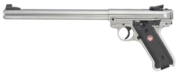 Ruger 40174 Mark IV Target 22 LR 10+1 10 in Overall Satin Stainless Steel Bull Barrel, Slide & Satin Aluminum Frame, Black Checkered Polymer Grips, Pistol