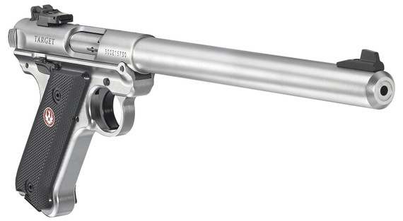 Ruger 40174 Mark IV Target 22 LR 10+1 10 in Overall Satin Stainless Steel Bull Barrel, Slide & Satin Aluminum Frame, Black Checkered Polymer Grips, Pistol