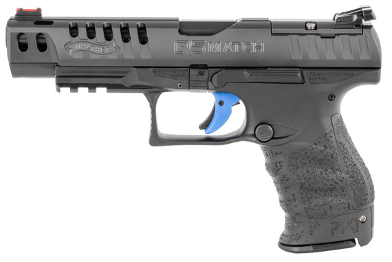 Walther Arms 2849640 PPQ M2 Q5 Match 9mm Luger 10+1, 5 in Black Polygonal, Rifled Barrel, Matte Black Tenifer Optic Cut/Ported/Serrated Steel Slide, Black Polymer Frame w/Picatinny Rail, Black Finger Grooved Grip, Firing Pin Safety, Pistol