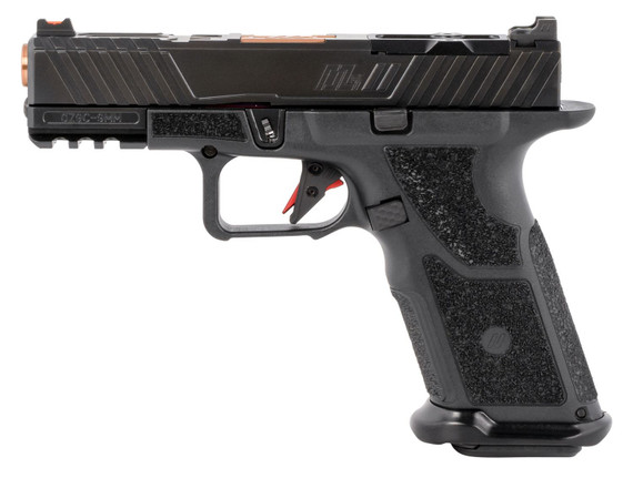 ZEV Technologies OZ9 Compact Pistol OZ9CXCPTBBRZ, 4" Bronze Barrel, Polymer X Grip, Black, 17 Rds