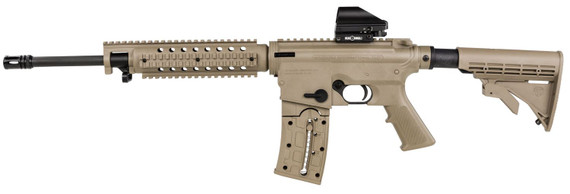 Mossberg 37240 715T Flat Top Tactical 22 LR Caliber with 25+1 Capacity, 16.25 in Barrel, Matte Blued Metal Finish & Adjustable FDE Synthetic Stock Right Hand (Full Size) Includes Green Dot, Rifle
