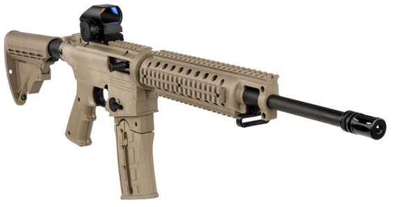 Mossberg 37240 715T Flat Top Tactical 22 LR Caliber with 25+1 Capacity, 16.25 in Barrel, Matte Blued Metal Finish & Adjustable FDE Synthetic Stock Right Hand (Full Size) Includes Green Dot, Rifle