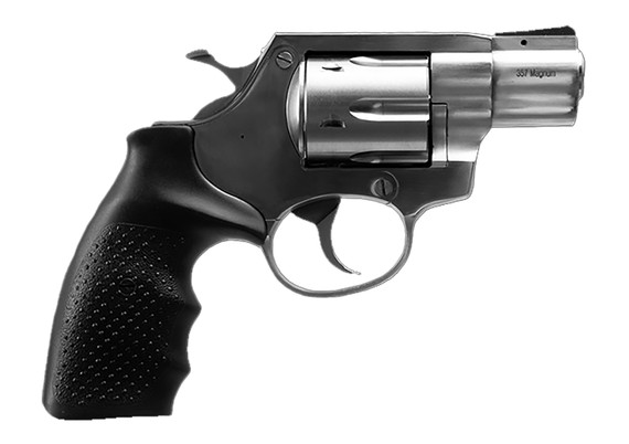 Rock Island 3520S AL3.1 Medium Frame 357 Mag 6 Shot, 2 in Stainless Full Shroud Barrel, Cylinder & Frame, Black Finger Grooved Rubber Grip, Transfer Bar Safety, Exposed Hammer , Revolver