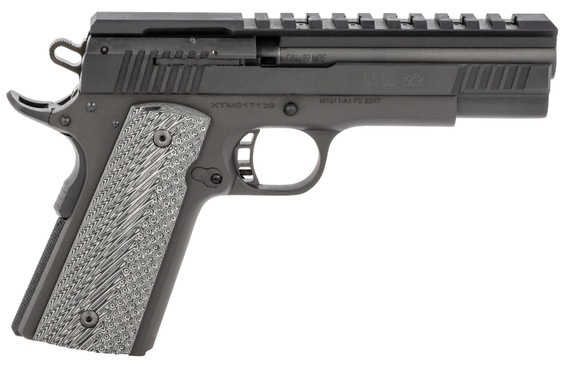 Rock Island 56790 XT Magnum Pro 22 Mag 14+1 5 in All Black Pakerized Bull w/Accessory Rail Barrel & Serrated Slide, Steel Frame w/Beavertail Black G10 Grip, Pistol