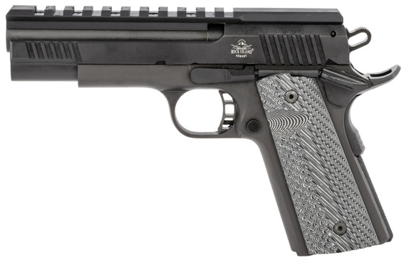 Rock Island 56790 XT Magnum Pro 22 Mag 14+1 5 in All Black Pakerized Bull w/Accessory Rail Barrel & Serrated Slide, Steel Frame w/Beavertail Black G10 Grip, Pistol