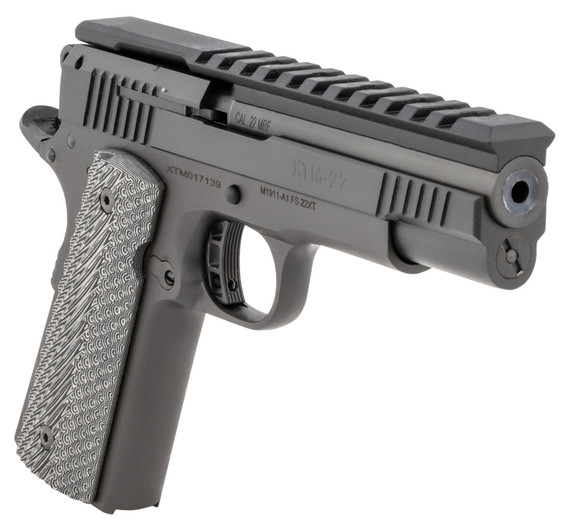 Rock Island 56790 XT Magnum Pro 22 Mag 14+1 5 in All Black Pakerized Bull w/Accessory Rail Barrel & Serrated Slide, Steel Frame w/Beavertail Black G10 Grip, Pistol