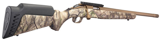 Ruger 8372 American Rimfire Full Size 22 LR 9+1 18 in Bronze Cerakote Threaded Barrel, Bronze Cerakote Picatinny Rail Steel Receiver, GoWild Camo I-M Brush Synthetic Fixed Stock, Right Hand, Rifle