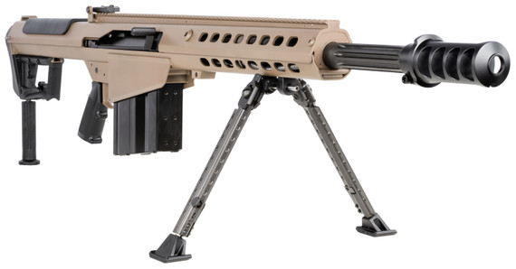 Barrett 18066 M107A1 50 BMG 10+1 20 in Chrome-Lined Fluted Barrel, Four Port Cylindrical Muzzle Brake, FDE Cerakote Aluminum Receiver, FDE Fixed Stock w/Thermal-Guard Cheek Piece & Sorbothane Recoil Pad, Rifle