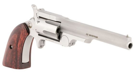 North American Arms 22MCR4 Ranger II 22 LR or 22 WMR Caliber with 4 in Barrel, 5rd Capacity Cylinder, Overall Stainless Steel Finish & Rosewood Boot Grip Includes Cylinder , Revolver