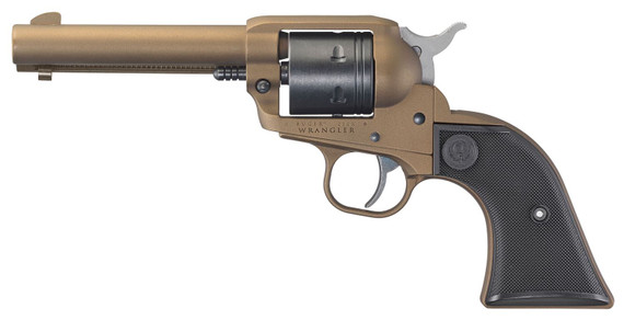 Ruger 2004 Wrangler 22 LR 6 Shot 4.62 in Burnt Bronze Cerakote Barrel, Black Cerakote Cylinder, Burnt Bronze Cerakote Frame Black Checkered Polymer Grips , Revolver