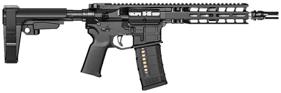 Radian Weapons R0052 Model 1 300 Blackout 30+1 9 in Black Cerakote Match Grade Threaded Barrel, Radian Black Cerakote Aluminum Receiver w/Picatinny Rail, Black Carbon Fiber SBA3 Brace, Black Magpul Grip, Pistol