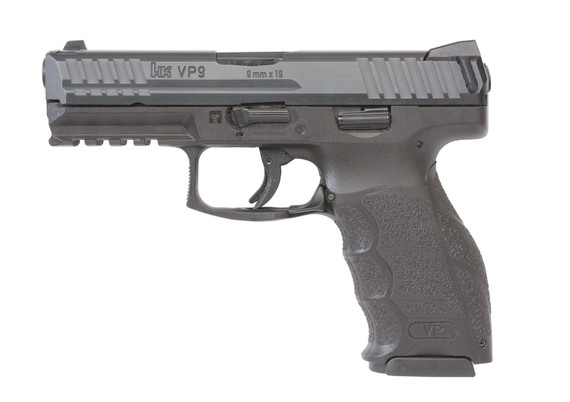 H&K 81000224 VP9 9mm Luger 10+1 4.09 in Black Polygonal, Rifled Barrel, Black Serrated Slide & Polymer Frame w/Picatinny Rail & Serrated Trigger Guard, Night Sights, Black Finger Grooved Polymer Grips, Pistol