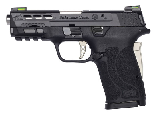 Smith & Wesson 13226 M&P Shield EZ Performance Center 9mm Luger 3.83 in 8+1 Matte Black Black Polymer Grip No Thumb Safety Silver Anodized Ported Barrel