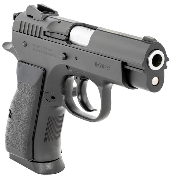 Tanfoglio TFCOMBATC9 Combat Compact Frame 9mm Luger 13+1, 3.62 in Stainless Steel Barrel, Black Serrated Steel Slide & Frame w/Beavertail, Black Polymer Grip, Pistol