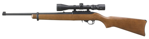 Ruger 31159 10/22 Carbine 22 LR 10+1 18.50 in Barrel, Satin Black Alloy Steel, Hardwood Stock, Cross-Bolt Manual Safety, Includes Viridian EON 3-9x40mm Scope, Rifle