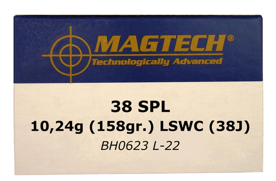 Magtech 38J Range/Training 38Special 158gr Lead Semi Wadcutter 50 Per Box/20 Case Centerfire, Handgun Ammunition
