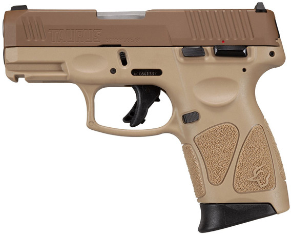 Taurus 1G3C93ETMA G3C *MA Compliant Stainless Steel Frame 9mm Luger 10+1 3.26 in Matte Stainless Steel Barrel, Coyote Cerakote Serrated Steel Slide, Tan Polymer Frame w/Picatinny Rail, Polymer Grip, Right Hand, Pistol
