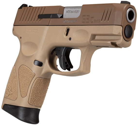 Taurus 1G3C93ETMA G3C *MA Compliant Stainless Steel Frame 9mm Luger 10+1 3.26 in Matte Stainless Steel Barrel, Coyote Cerakote Serrated Steel Slide, Tan Polymer Frame w/Picatinny Rail, Polymer Grip, Right Hand, Pistol