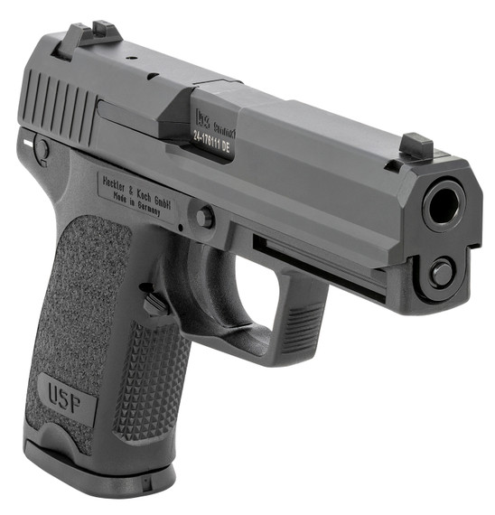 H&K 81000309 USP V1 SA/DA 9mm Luger Caliber with 4.25 in Barrel, 10+1 Capacity, Overall Black Finish, Serrated Trigger Guard Frame, Serrated Steel Slide & Polymer Grip Includes 2 Mags, Pistol