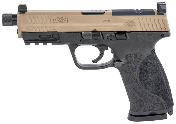 Smith & Wesson 13450 M&P M2.0 OR Spec Series Kit Full Size 9mm Luger 17+1 4.60 in Black Armornite Steel Threaded Barrel, FDE Optic Ready/Serrated Stainless Steel Slide, Matte Black Polymer Frame w/Picatinny Rail, Crimson Trace 1500 Red Dot, Pistol