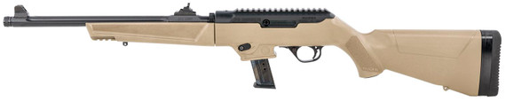Ruger 19128 PC Carbine 9mm Luger 16.10 in 17+1 Matte Black Flat Dark Earth Synthetic Stock Right Hand Ghost Ring Sight