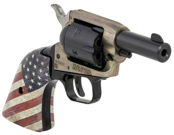Heritage Mfg BK22CH2USFLAG Barkeep 22 LR 6 Shot, 2.68 in Black Oxide Steel Barrel, Simulated Case Hardened Zinc Alloy Frame, Black Oxide Cylinder, US Flag Polymer Grip, Hammer/Thumb Safety, Exposed Hammer , Revolver