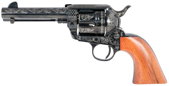 Pietta HF45LLE434NMBW 1873 Great Western II Sports South Exclusive 45 Colt (Long Colt) 6rd 4.75 in Blued Engraved Steel Barrel & Cylinder, Blued Engraved Steel Frame, Walnut Grip, Exposed Hammer , Revolver