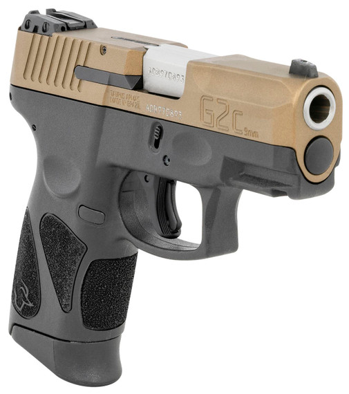 Taurus 1G2C93A12 G2C Compact Frame 9mm Luger 12+1 3.26 in Matte Stainless Steel Barrel, Burnt Bronze Serrated Alloy Steel Slide, Black Polymer Frame w/Picatinny Rail & Polymer Grip, Right Hand, Pistol
