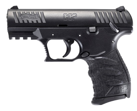 Walther Arms 5083500 CCP M2 + Carry Frame 9mm Luger 8+1, 3.54 in Stainless Steel Barrel, Black Cerakote Serrated Steel Slide, Black Polymer Frame w/Picatinny Rail, Black Finger Grooved Grip, Manual Thumb Safety, Right Hand, Pistol