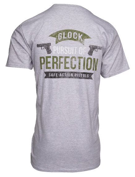 Glock AA75122 Pursuit Of Perfection Heather Gray Cotton/Polyester Short Sleeve 3XL Graphic T Shirt