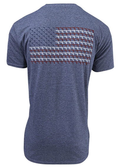 Glock AA75159, Pistol Flag Heather Navy Cotton/Polyester Short Sleeve 2XL Semi-Fitted Graphic T Shirt
