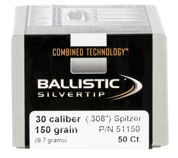 Nosler 51150 Ballistic Silvertip 30Cal 150gr Spitzer 50/Box, Reloating Bullets