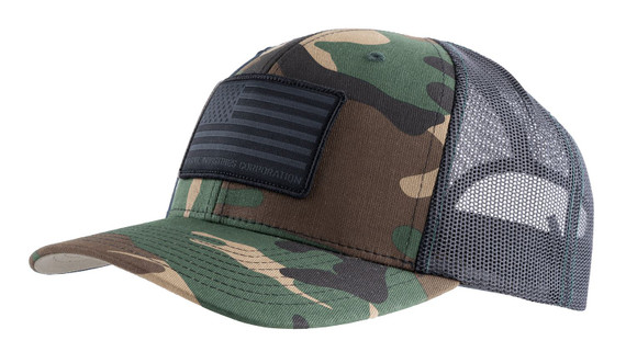 Magpul MAG1215-964 Standard Woodland Camo Adjustable Snapback OSFA Structured Woven American Flag Patch