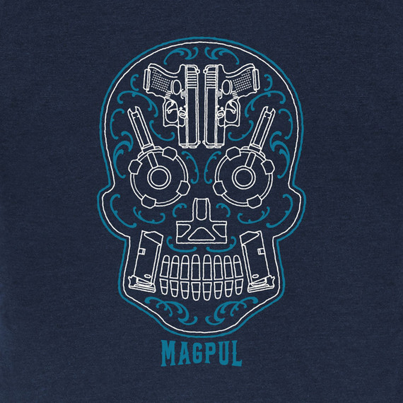 Magpul MAG12174112XL Sugar Skull Men's T-Shirt Navy Heather Short Sleeve 2XL