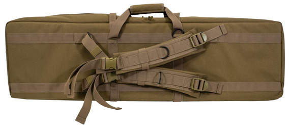 GPS Bags DRC42FDE Double FDE 600D Polyester w/ 2 Padded, Pistol Sleeves MOLLE Webbing & Lockable Zippers Rifle Case