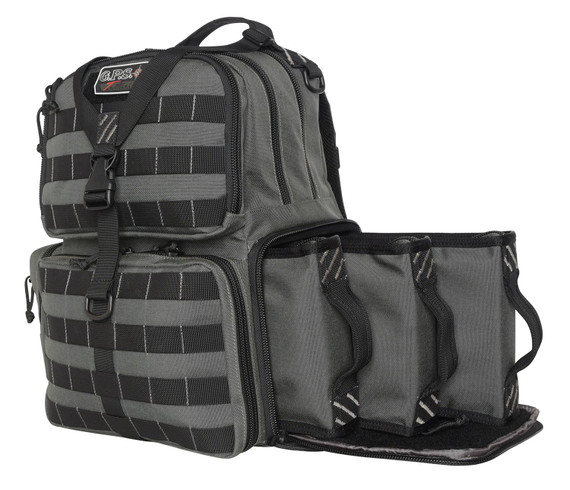 GPS Bags T1612BPG Tactical Range Backpack Gray 1000D Polyester with Removable Pistol Storaget Visual ID Storage System & Lockable Zippers Holds 3 Handgunst Ammo & Accessories