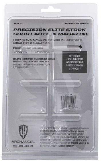 Archangel AA13410 Precision Elite 10rd 6.5 Creedmoor/308 Win/7mm-08 Rem/260 Rem/358 Win/243 Win/7.62x51mm NATO Short Action Black Polymer, Magazine