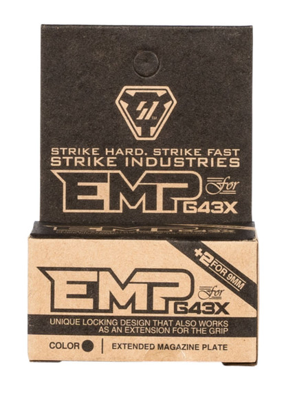 Strike Industries EMPG43XBK Enhanced, Magazine Plate made of Polymer with Black Finish & Extra Gripping Surface for Glock 43X, Magazines (Adds 2rds)
