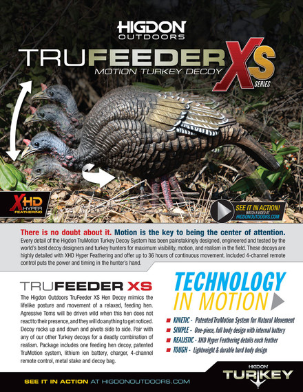 Higdon Outdoors 63171 XS Trufeeder Motion Turkey Hen Species Multi Color Features TruMotion System Decoy