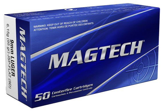 Magtech 9D Range/Training 9mmLuger 95gr Jacketed Soft Point Flat 50 Per Box/20 Case Centerfire, Handgun Ammunition