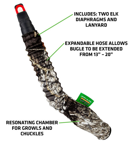 Primos PS932 Slide Bugle Tube Call Bull/Calf/Cow Sounds Attracts Elk Camo